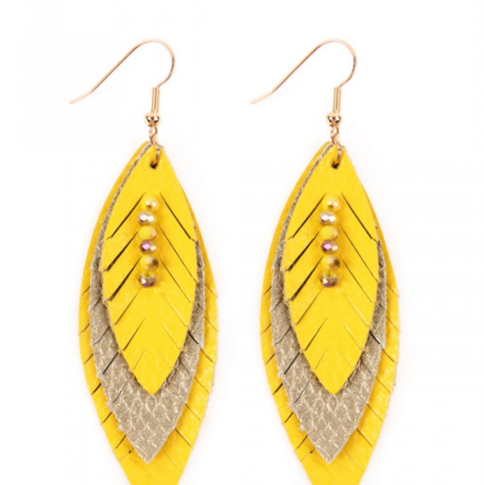 Faux Leather Feather Earring